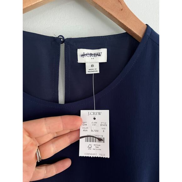 J Crew Factory | NWT | Mini dress with flounce hem | Navy | Sz 8 - Picture 7 of 13
